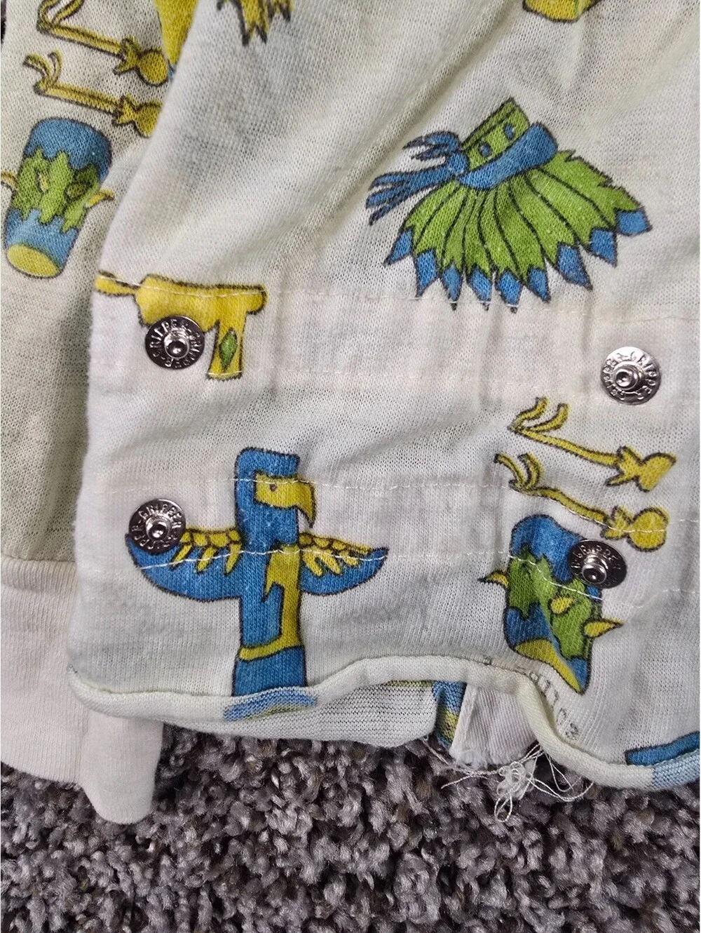 Vintage Retro Carters Boys Sz 4 Pajama Top Pants Set Native American Print